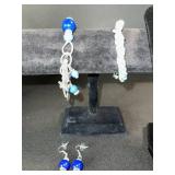 Turquoise Bead Necklace, Bracelet & Earrings Set