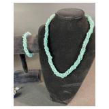 Turquoise Bead Necklace, Bracelet & Earrings Set
