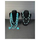 Turquoise Bead Necklaces & Earrings (Lot of 2)