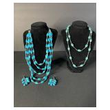 Turquoise Bead Necklaces & Earrings (Lot of 2)
