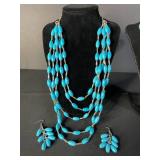 Turquoise Bead Necklaces & Earrings (Lot of 2)