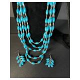 Turquoise Bead Necklaces & Earrings (Lot of 2)