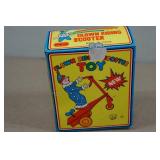 Vintage Tin Clown on Scooter Wind-Up Toy