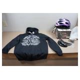 Large Motorycycle Helmet and Sons of Anarchy Sweatshirt