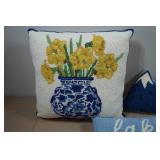 *3* Decorative Pillows and Cast Iron Sculpture