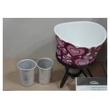 Vintage Cracker Tin and Fondue Set