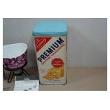 Vintage Cracker Tin and Fondue Set