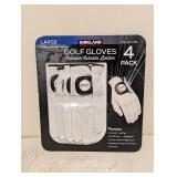 NEW KIRKLAND SIGNATURE PREMIUM CABRETTA LEATHER GOLF GLOVES LARGE 4PK