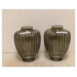 2 NEW UNBRANDED LARGE GREEN GLASS VASES