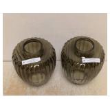 2 NEW UNBRANDED LARGE GREEN GLASS VASES