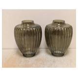 2 NEW UNBRANDED LARGE GREEN GLASS VASES
