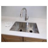 White Upper Cabinets with Brown Lower Cabinets Kitchen