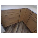 White Upper Cabinets with Brown Lower Cabinets Kitchen