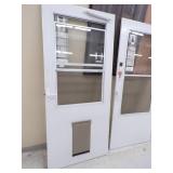 36" White Storm Door with Sceen and Pet Door