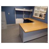 Upstairs Blue Office - Desk, Filing Cabinet, Wall Shelving