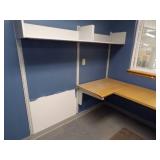 Upstairs Blue Office - Desk, Filing Cabinet, Wall Shelving