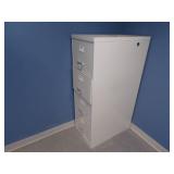 Upstairs Blue Office - Desk, Filing Cabinet, Wall Shelving