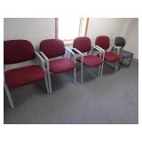 4 Red Chairs and Grey Chair