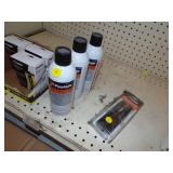 Cordless Tool Cleaner, 2 box Vinyl End Cap, Irwin Strait Line, Cordless Finish Fuel, Caution Tape, Bucket of Panel Adhesive