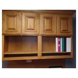 Office Red Desk and Wall Cabinet, Chair, Wood Table, and File Cabinet