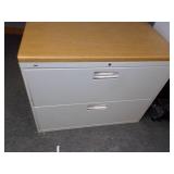 Office Red Desk and Wall Cabinet, Chair, Wood Table, and File Cabinet