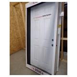 White Exterior Door with Brown Jam 36"