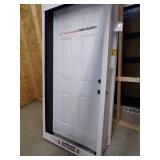 White Exterior Door with Brown Jam 36"