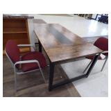 Wood Top Metal Table and 2 Chairs