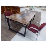 Wood Top Metal Table and 2 Chairs