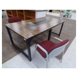 Wood Top Metal Table and 2 Chairs
