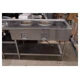 Stainless Steel Prep Table with Sink and Burners for Inset Pots