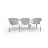 3 White Chrome Bernhardt Stacking Chairs