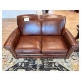 Smith Brothers of Berne Leather Loveseat - 61 in W x 34 in H x 33 in D, Brown