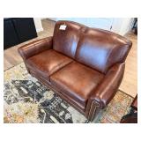 Smith Brothers of Berne Leather Loveseat - 61 in W x 34 in H x 33 in D, Brown