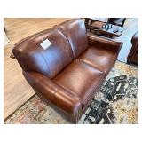 Smith Brothers of Berne Leather Loveseat - 61 in W x 34 in H x 33 in D, Brown