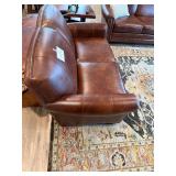 Smith Brothers of Berne Leather Loveseat - 61 in W x 34 in H x 33 in D, Brown