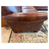 Smith Brothers of Berne Leather Loveseat - 61 in W x 34 in H x 33 in D, Brown