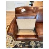 Smith Brothers of Berne Leather Loveseat - 61 in W x 34 in H x 33 in D, Brown
