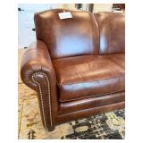 Smith Brothers of Berne Leather Loveseat - 61 in W x 34 in H x 33 in D, Brown