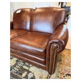 Smith Brothers of Berne Leather Loveseat - 61 in W x 34 in H x 33 in D, Brown