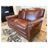 Smith Brothers of Berne Leather Loveseat - 61 in W x 34 in H x 33 in D, Brown
