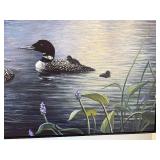 Kevin Dodds - Two Loons on Lake Framed Canvas Signed Print (37 x 47 in)