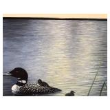 Kevin Dodds - Two Loons on Lake Framed Canvas Signed Print (37 x 47 in)