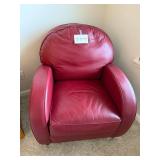 Red Leather Club Chair - 38x32x36 (H x W x D)