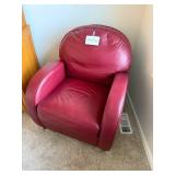 Red Leather Club Chair - 38x32x36 (H x W x D)