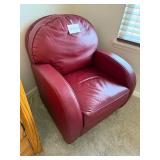 Red Leather Club Chair - 38x32x36 (H x W x D)