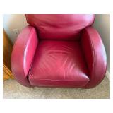 Red Leather Club Chair - 38x32x36 (H x W x D)