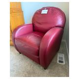 Red Leather Club Chair - 38x32x36 (H x W x D)