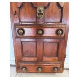 MAGNIFICENT Antique Solid Rosewood Door From India w Orig Brass Hardware & Wall Mountable