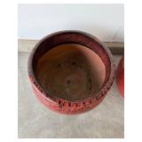 Red Glazed Ceramic Planters - Pair (Lot of 2)